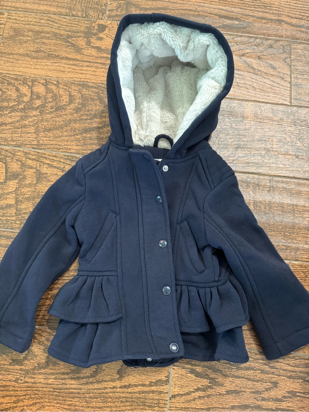 Urban Republic Navy Hooded Peacoat with Sherpa Hood